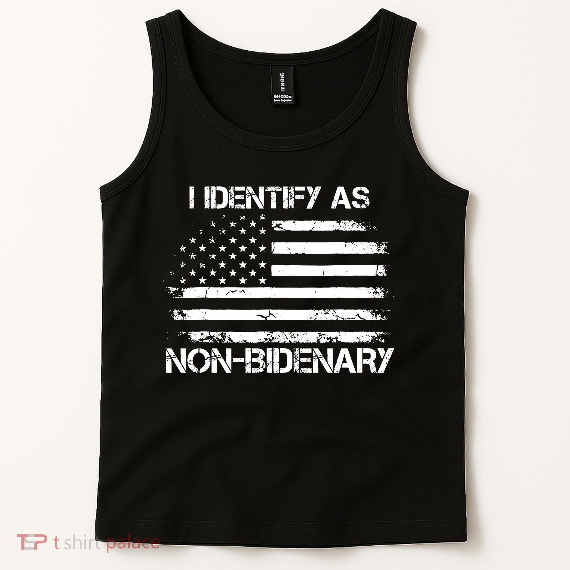 I Identify As Non Bidenary American Flag Tank Top