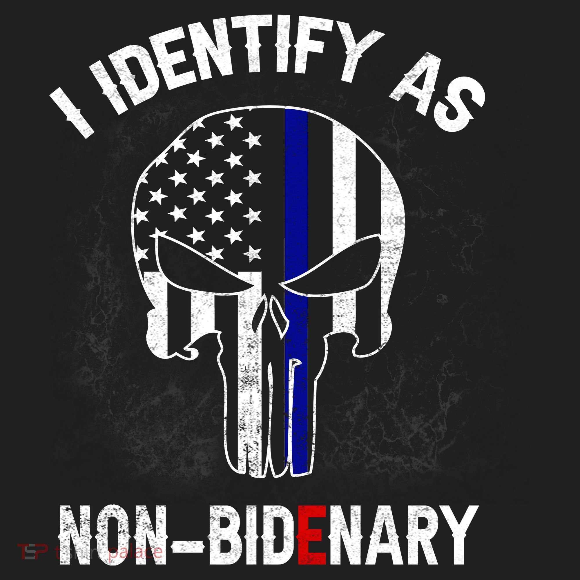 I Identify As Non Bidenary Skull Line Blue, Funny Anti Biden Tumbler