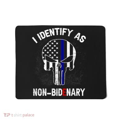 I Identify As Non Bidenary Skull Line Blue, Funny Anti Biden Mousepad