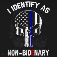 I Identify As Non Bidenary Skull Line Blue, Funny Anti Biden Mousepad thumb 1