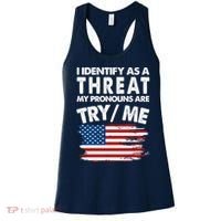 I Identify As A Threat My Pronouns Are Try Me Women's Tank Top thumb 0