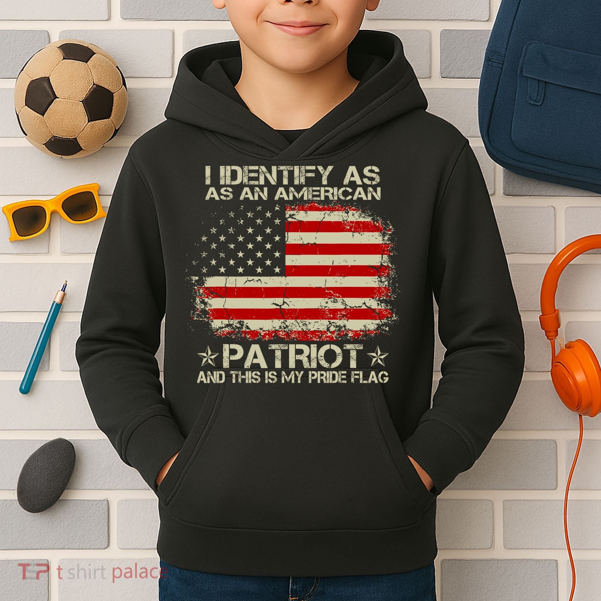 I Identify As An American Patriot And This Is My Pride Flag Kids Hoodie