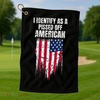 I Identify As A Pissed Off American Golf Towel thumb 1