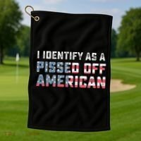 I Identify As A Pissed Off American Golf Towel thumb 1