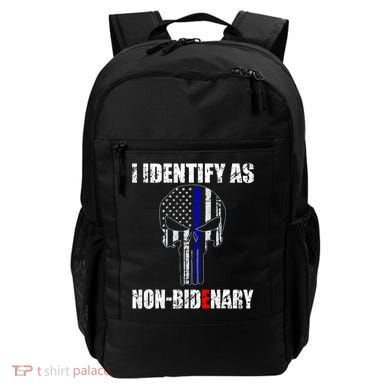 I Identify As Non Bidenary Skull Line Blue Backpack