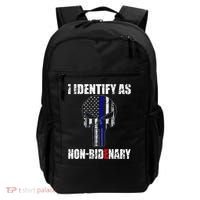 I Identify As Non Bidenary Skull Line Blue Backpack thumb 0