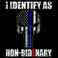 I Identify As Non Bidenary Skull Line Blue Coffee Mug thumb 5