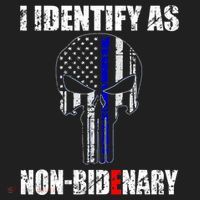 I Identify As Non Bidenary Skull Line Blue Tumbler thumb 3