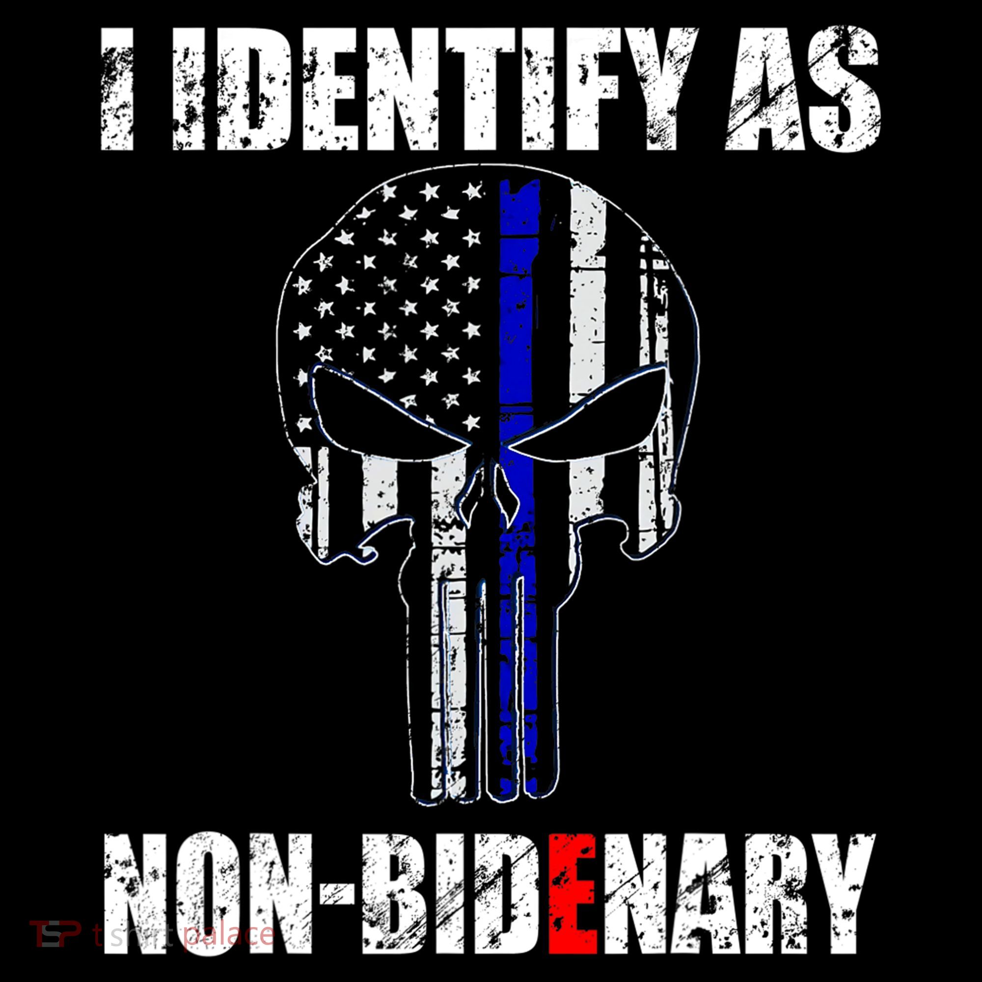 I Identify As Non Bidenary Skull Line Blue Ornament
