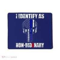 I Identify As Non Bidenary Skull Line Blue Mousepad thumb 0