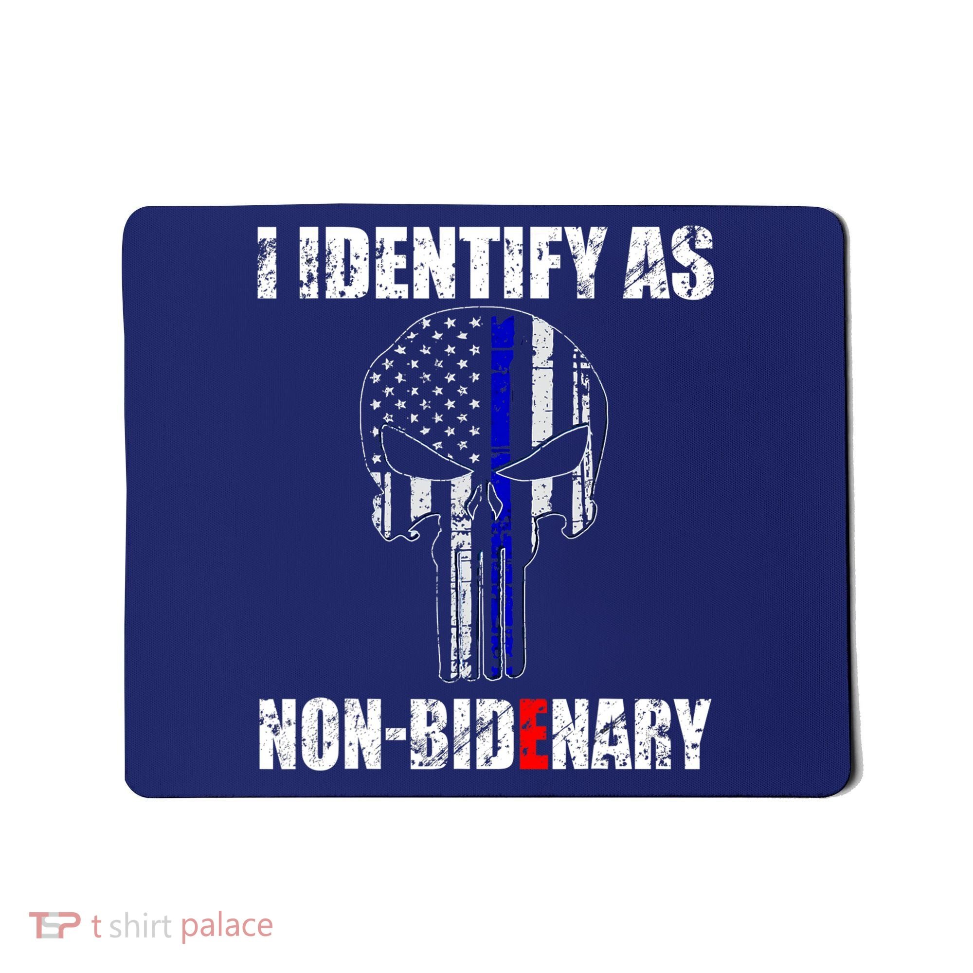 I Identify As Non Bidenary Skull Line Blue Mousepad