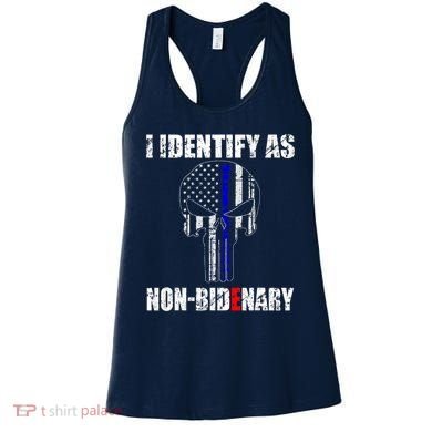 I Identify As Non Bidenary Skull Line Blue Women's Tank Top