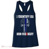 I Identify As Non Bidenary Skull Line Blue Women's Tank Top thumb 0