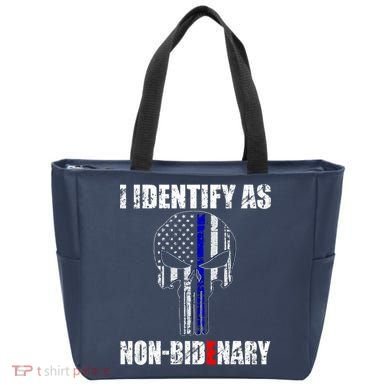 I Identify As Non Bidenary Skull Line Blue Tote Bag