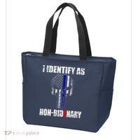 I Identify As Non Bidenary Skull Line Blue Tote Bag thumb 3
