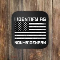 I Identify As Non B1denary USA American Flag Coaster thumb 0