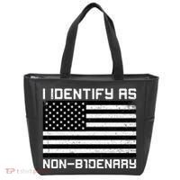 I Identify As Non B1denary USA American Flag Tote Bag thumb 0