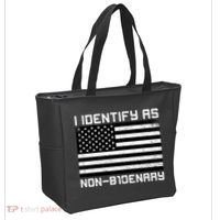 I Identify As Non B1denary USA American Flag Tote Bag thumb 2