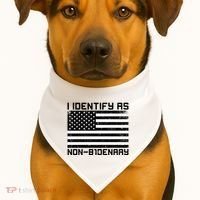 I Identify As Non B1denary USA American Flag USA-Made Doggie Bandana thumb 1