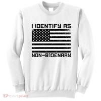 I Identify As Non B1denary USA American Flag Sweatshirt thumb 0