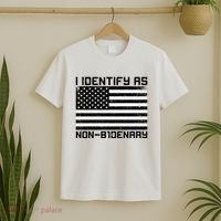 I Identify As Non B1denary USA American Flag T-Shirt thumb 2