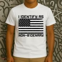 I Identify As Non B1denary USA American Flag T-Shirt thumb 3