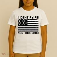 I Identify As Non B1denary USA American Flag T-Shirt thumb 4