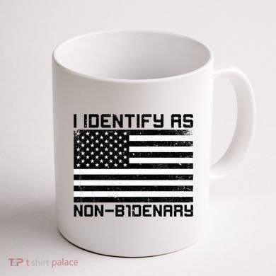I Identify As Non B1denary USA American Flag Coffee Mug back