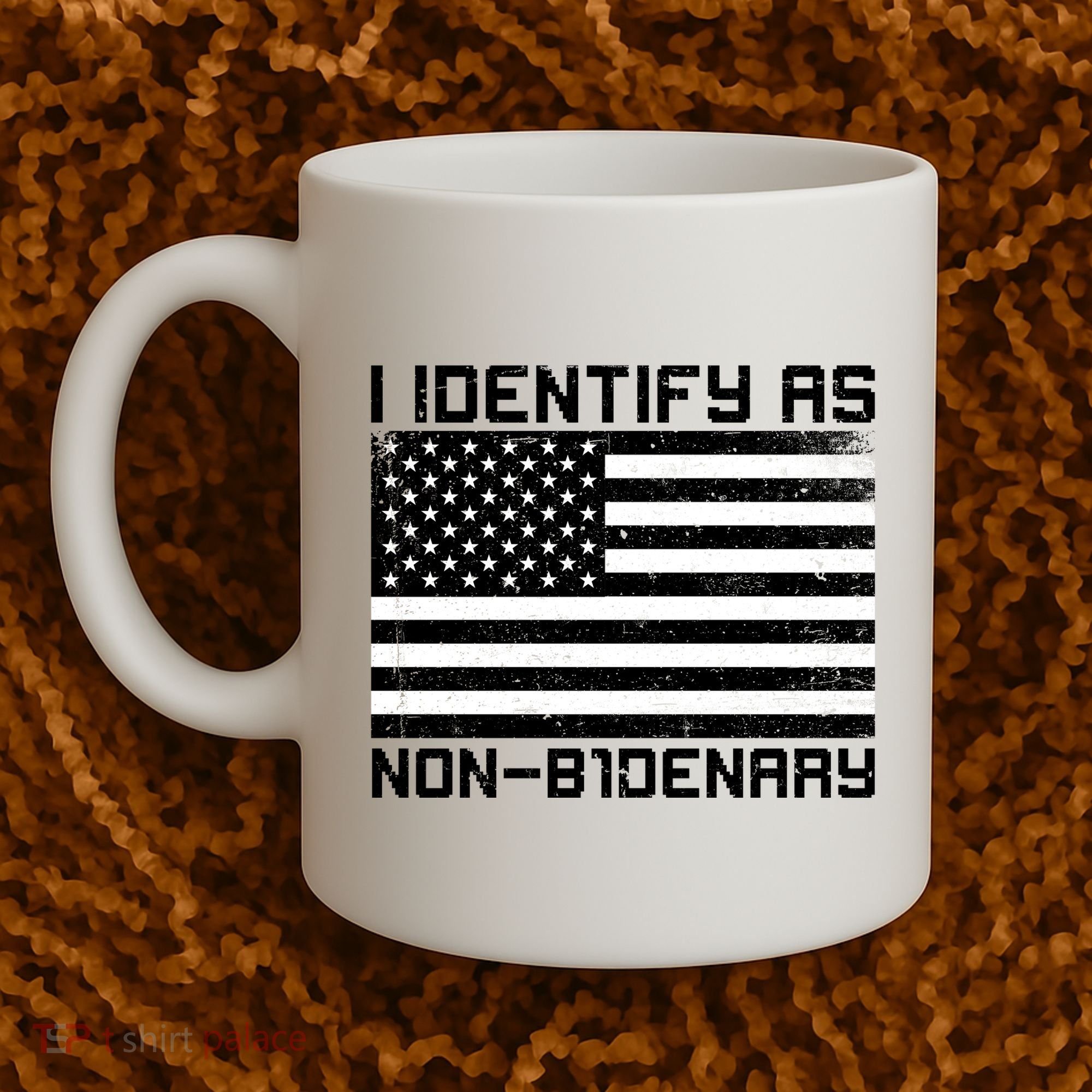 I Identify As Non B1denary USA American Flag Coffee Mug