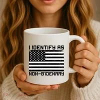 I Identify As Non B1denary USA American Flag Coffee Mug thumb 3