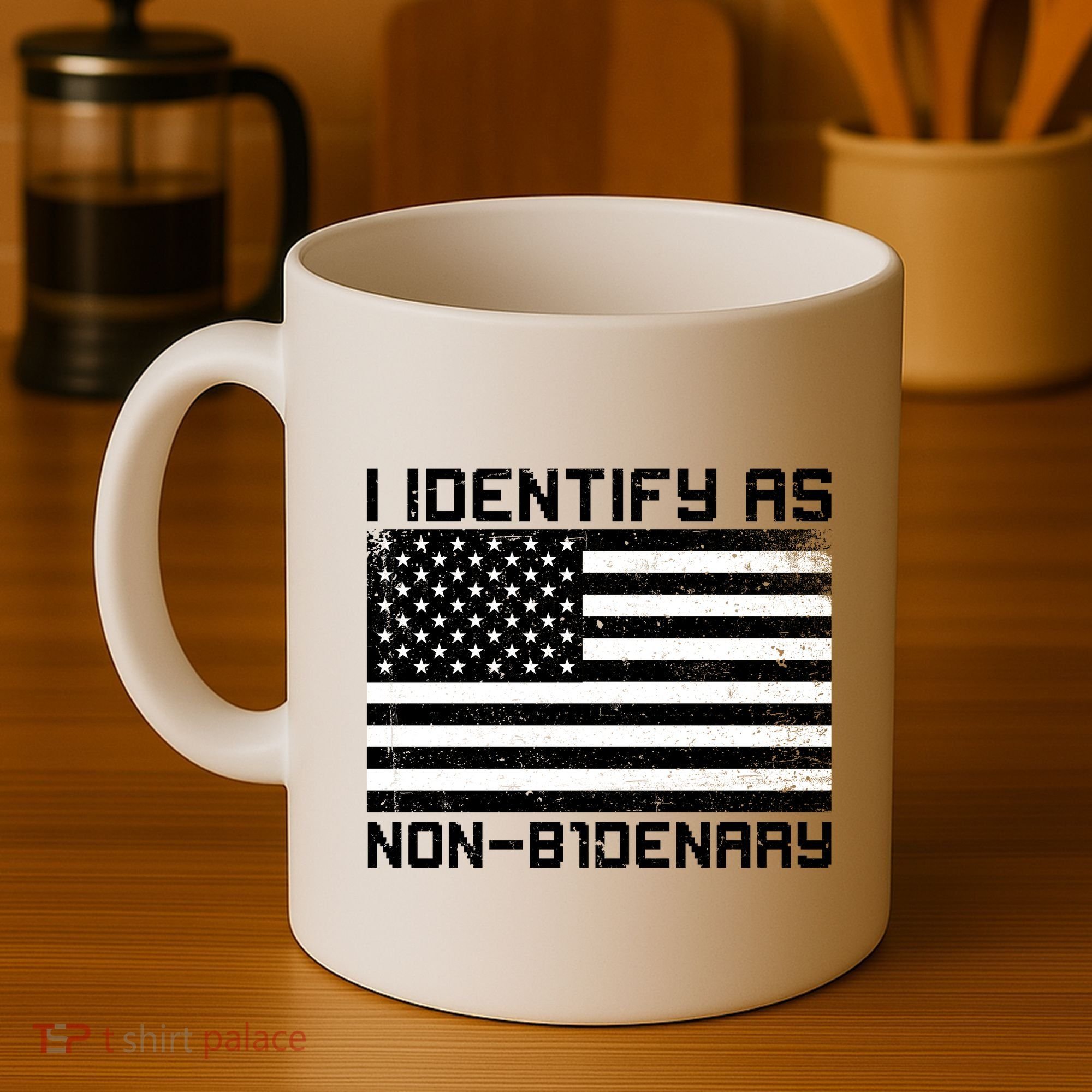I Identify As Non B1denary USA American Flag Coffee Mug