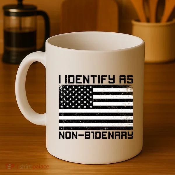 I Identify As Non B1denary USA American Flag Coffee Mug