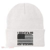 I Identify As Non B1denary USA American Flag Beanie thumb 0