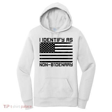 I Identify As Non B1denary USA American Flag Women's Hoodie