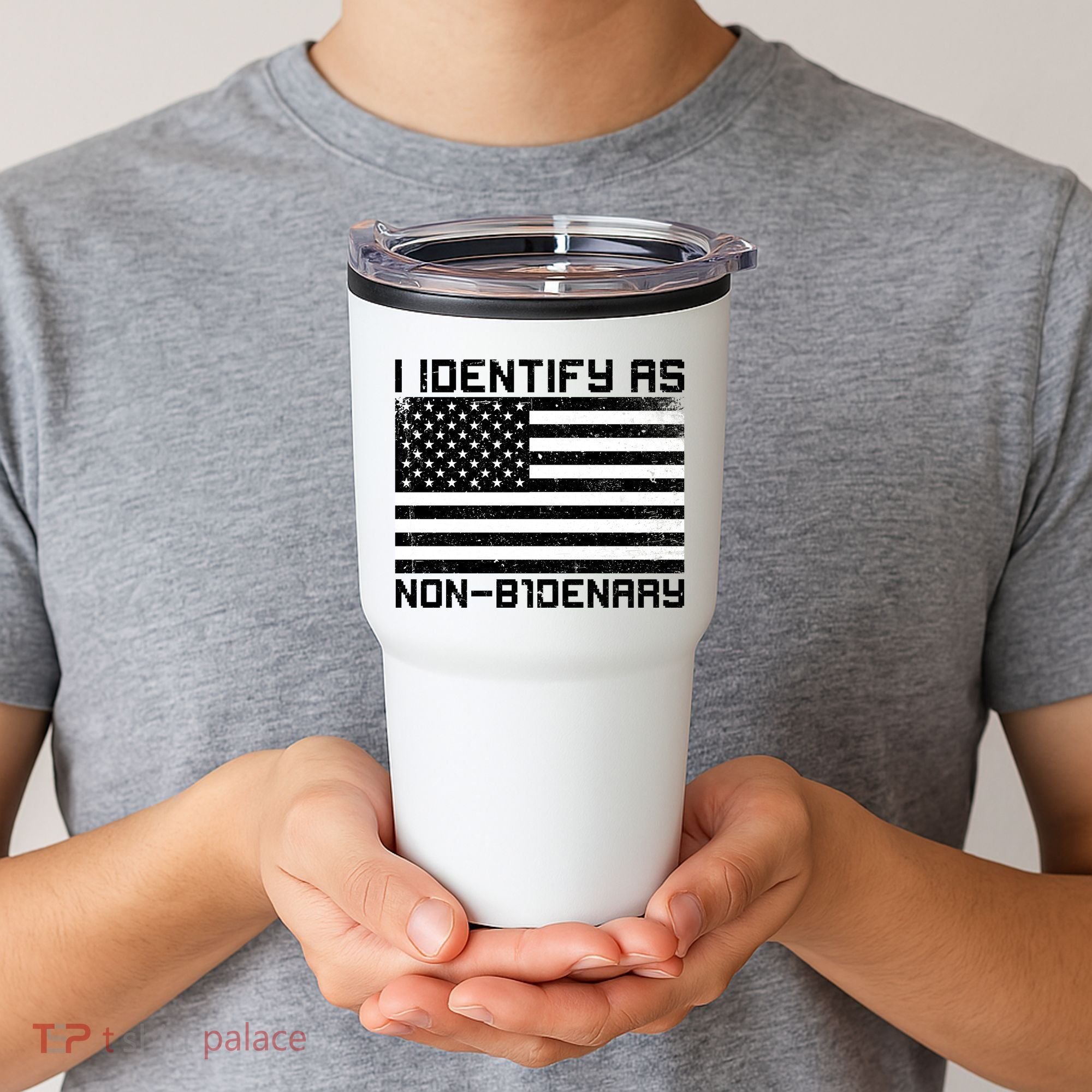 I Identify As Non B1denary USA American Flag Tumbler