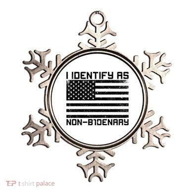 I Identify As Non B1denary USA American Flag Ornament