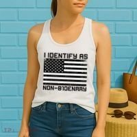 I Identify As Non B1denary USA American Flag Women's Tank Top thumb 2
