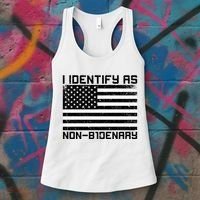 I Identify As Non B1denary USA American Flag Women's Tank Top thumb 3