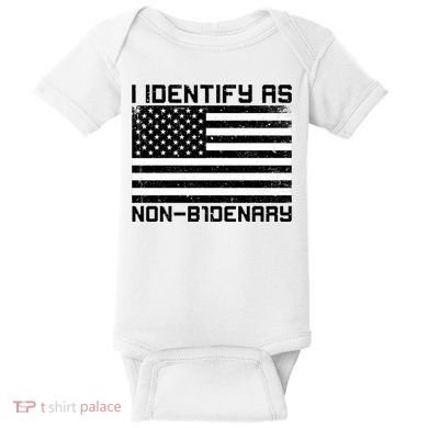 I Identify As Non B1denary USA American Flag Baby Bodysuit