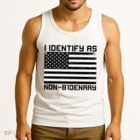 I Identify As Non B1denary USA American Flag Tank Top thumb 3
