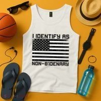 I Identify As Non B1denary USA American Flag Tank Top thumb 4