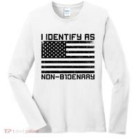 I Identify As Non B1denary USA American Flag Women's Long Sleeve Shirt thumb 0