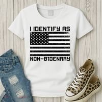 I Identify As Non B1denary USA American Flag Women's T-Shirt thumb 3