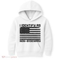 I Identify As Non B1denary USA American Flag Kids Hoodie thumb 0