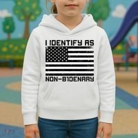 I Identify As Non B1denary USA American Flag Kids Hoodie thumb 3