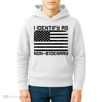 I Identify As Non B1denary USA American Flag Kids Hoodie thumb 4