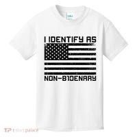 I Identify As Non B1denary USA American Flag Kids T-Shirt thumb 0