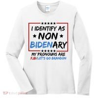 I Identify As Non Bidenary My Pronouns Are Fjb Lets Go Brandon Women's Long Sleeve Shirt thumb 0