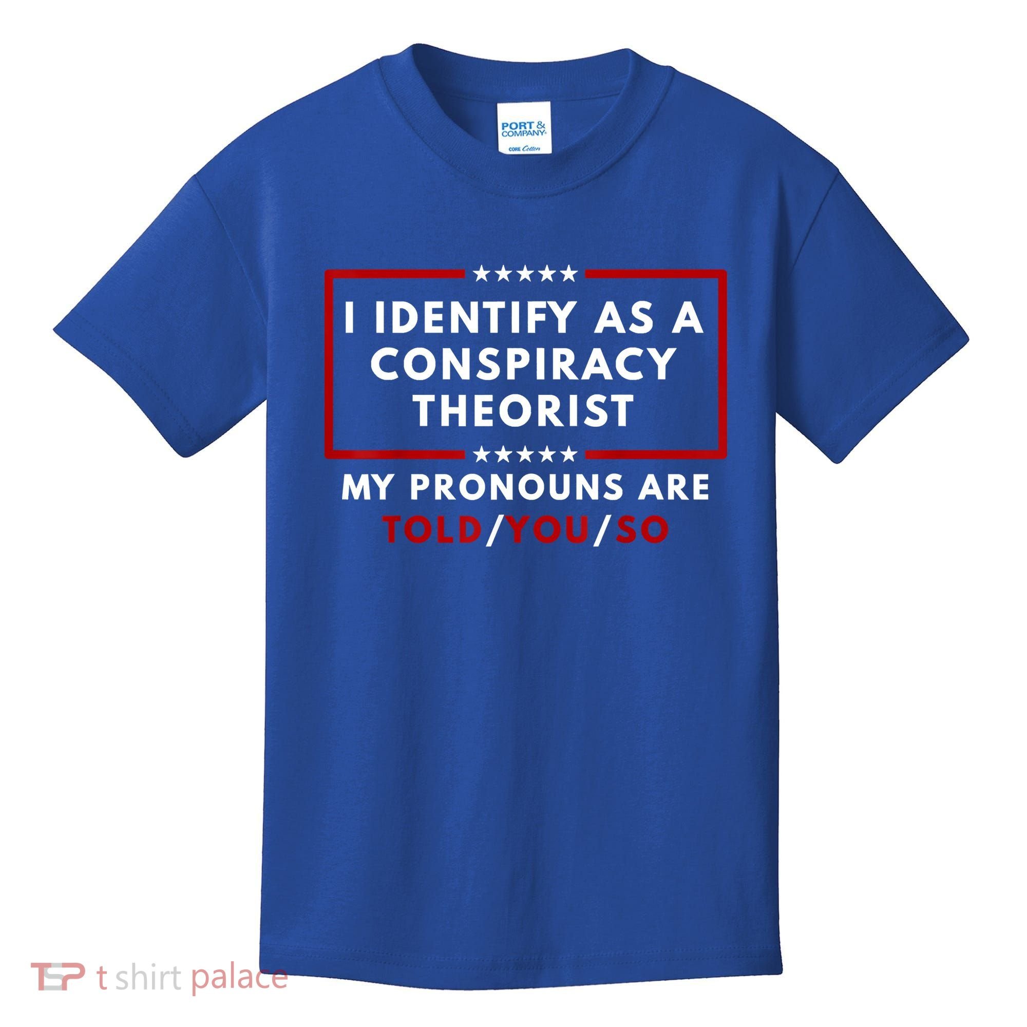 I Identify As A Conspiracy Theorist My Pronouns Are Told Kids T-Shirt