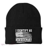 I Identify As Non Bidenary Anti Joe Biden Beanie thumb 0